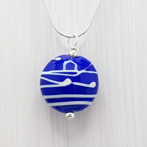 Blue  & White - Stringer Lentil Pendant - Image 3