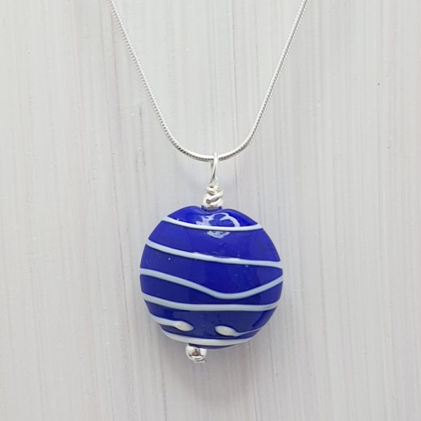 Blue  & White - Stringer Lentil Pendant
