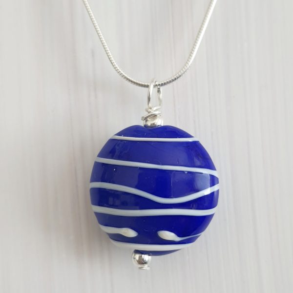 Blue  & White - Stringer Lentil Pendant - Image 2