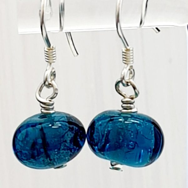 Dark Teal - Small Rondelle Earrings - Image 2