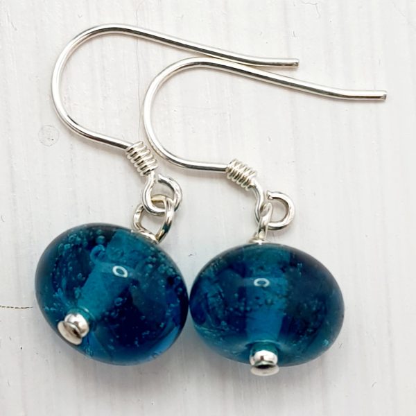 Dark Teal - Small Rondelle Earrings