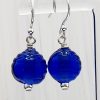 Intense Blue- Ribbed Round Earrings - Image 2