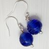 Intense Blue- Ribbed Round Earrings