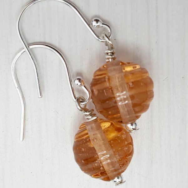 Rosey Pink - Ribbed Round Earrings