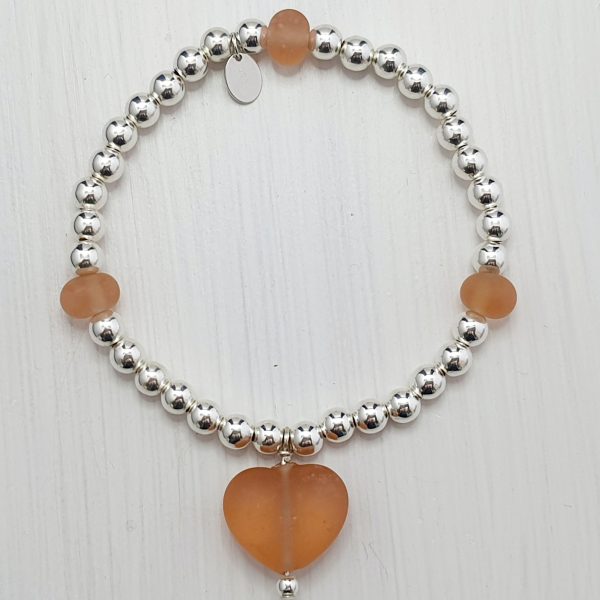 Peach - Heart 5mm Ball Bracelet