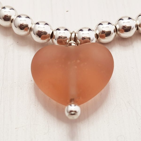 Peach - Heart 5mm Ball Bracelet - Image 2