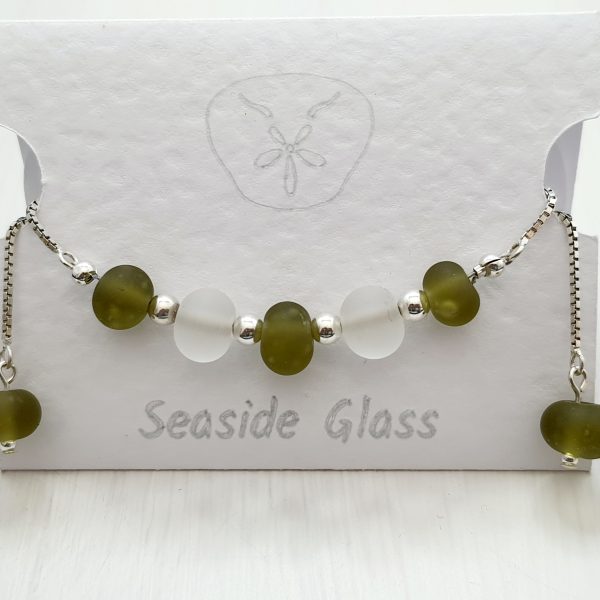 Clear & Olive - Frosted Slider Bracelet