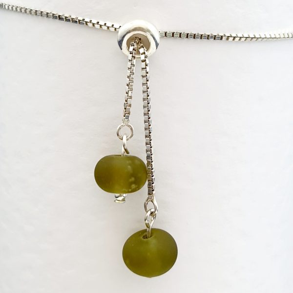 Clear & Olive - Frosted Slider Bracelet - Image 3