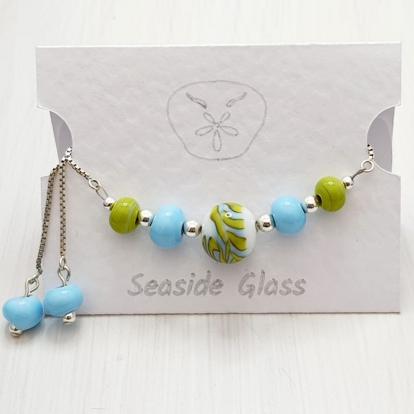 Turquoise & Lime Green - Slider Bracelet