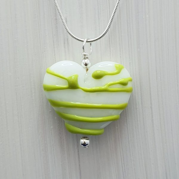 White & Lime - Stringer Heart Pendant - Image 3