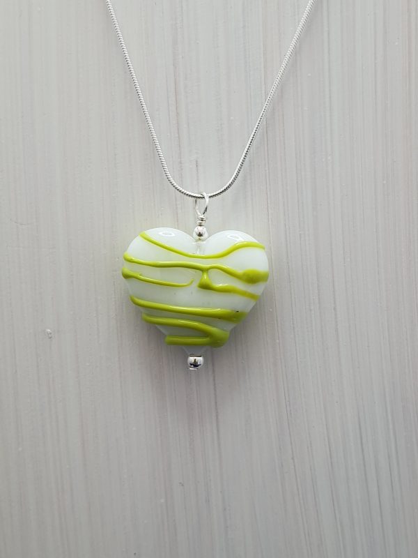 White & Lime - Stringer Heart Pendant