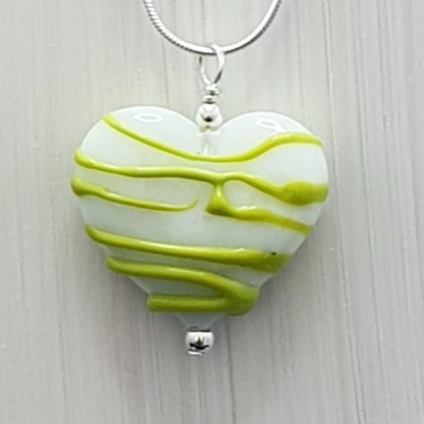 White & Lime - Stringer Heart Pendant - Image 2