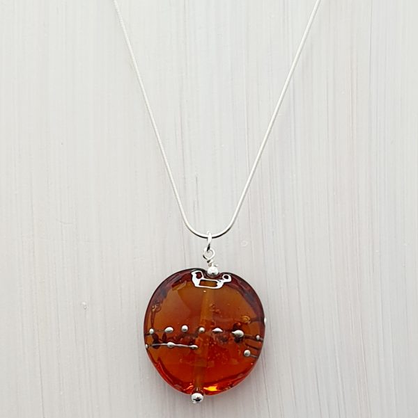 Amber - Large Lentil Pendant
